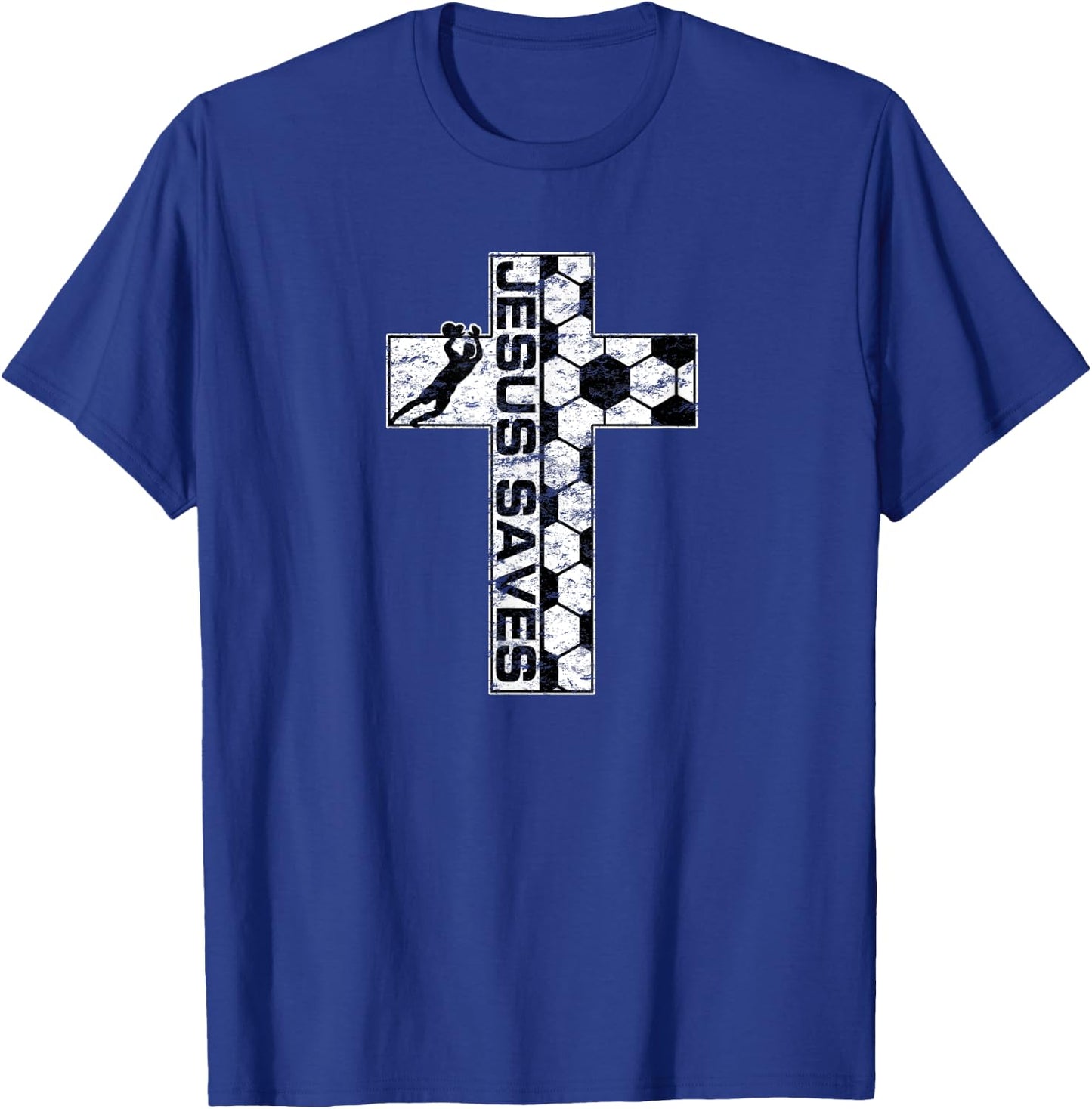 Jesus Saves Soccer Cross Goalie Keeper Christian Faith T-Shirt - T-Shirt | Royal
