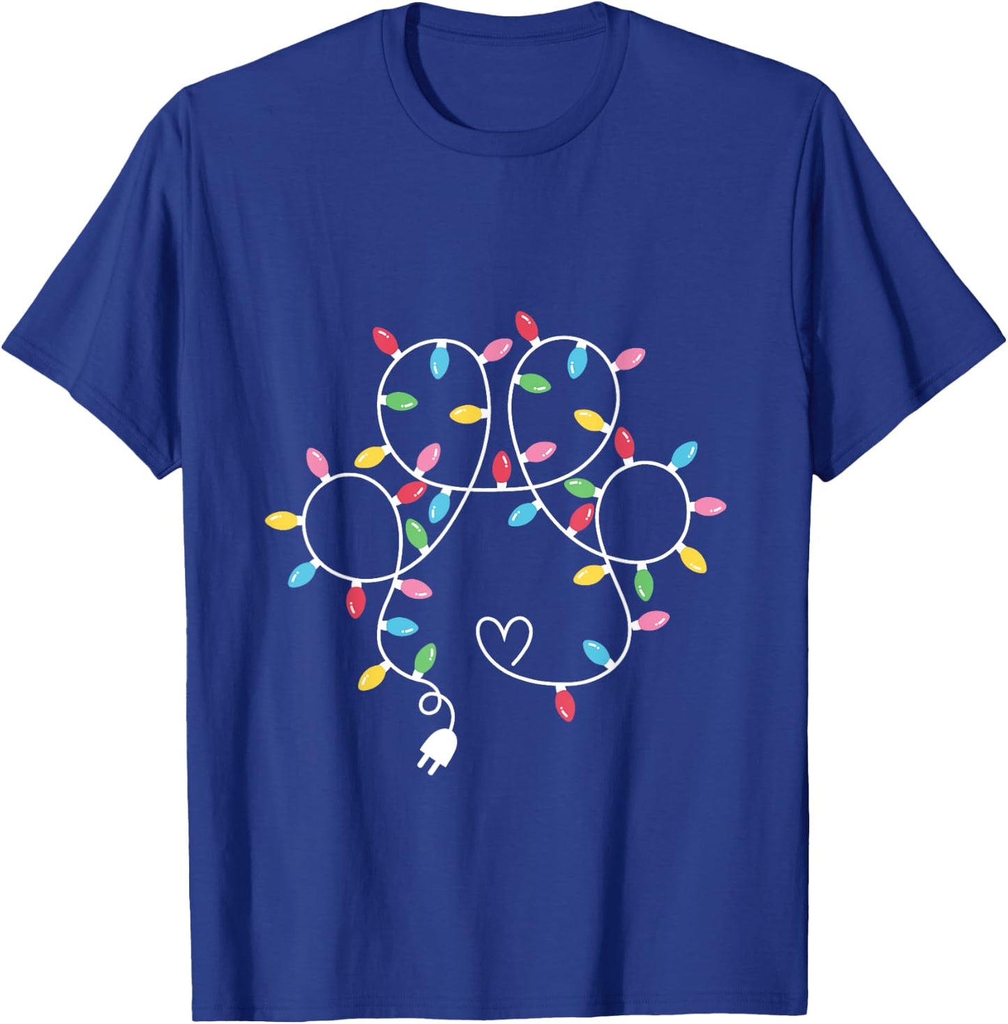Dog Paw Print Lights Christmas Dog Lover Christmas Men Women Kids T-Shirt - T-Shirt | Royal