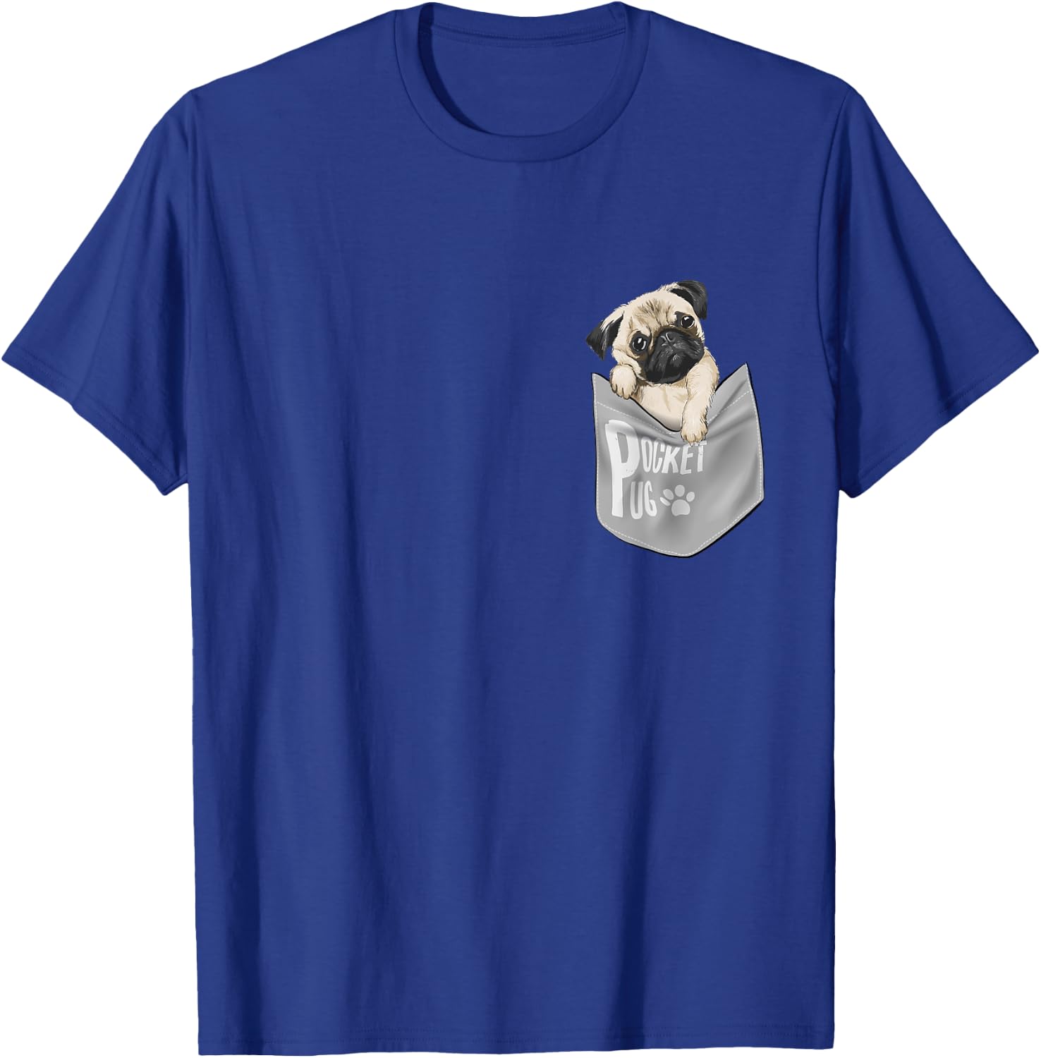 Men's Women's Kids Funny Cool Pocket Pug Pets Graphic Design T-Shirt - T-Shirt | Royal