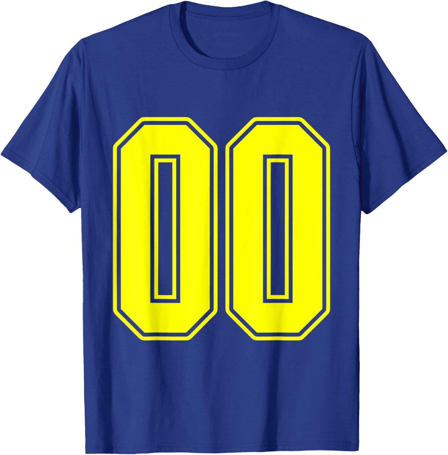 #00 Yellow Outline Number 00 Sports Fan Jersey Style T-Shirt - T-Shirt | Royal
