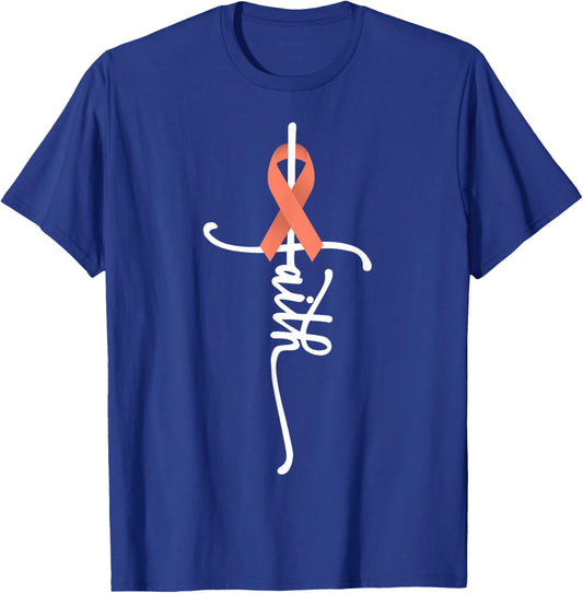 Endometrial Uterine Cancer Faith Uterine Cancer Awareness T-Shirt - T-Shirt | Royal