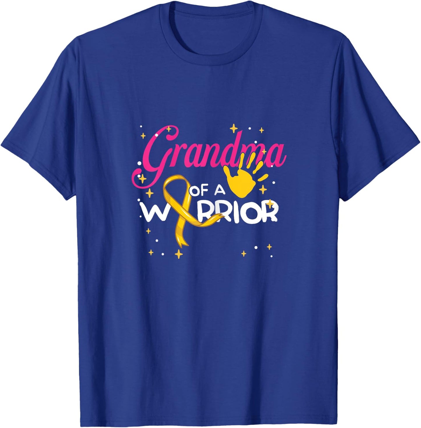 Grandma Of A Warrior | Yellow Ribbon | Childhood Cancer T-Shirt - T-Shirt | Royal