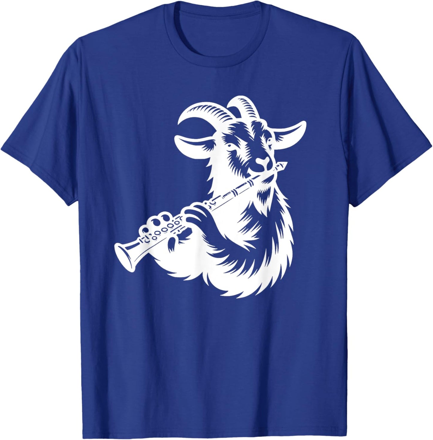 Goat Clarinet Silhouette Farm Musician Design T-Shirt - T-Shirt | Royal