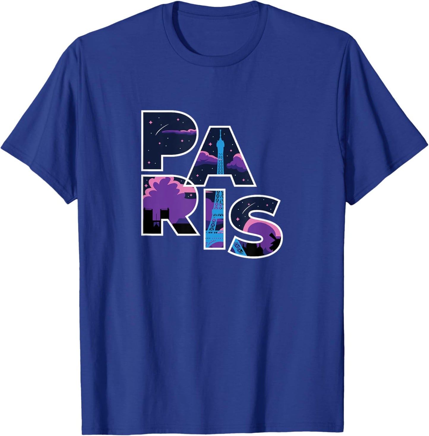 Paris Starry Sky – France Eiffel Tower Word Art T-Shirt - T-Shirt | Royal