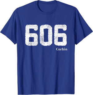 606 Area Code, Distressed, Corbin, Kentucky T-Shirt - T-Shirt | Royal