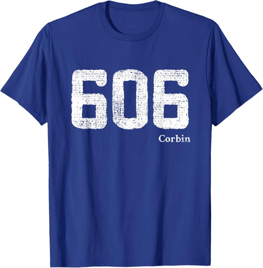 606 Area Code, Distressed, Corbin, Kentucky T-Shirt - T-Shirt | Royal