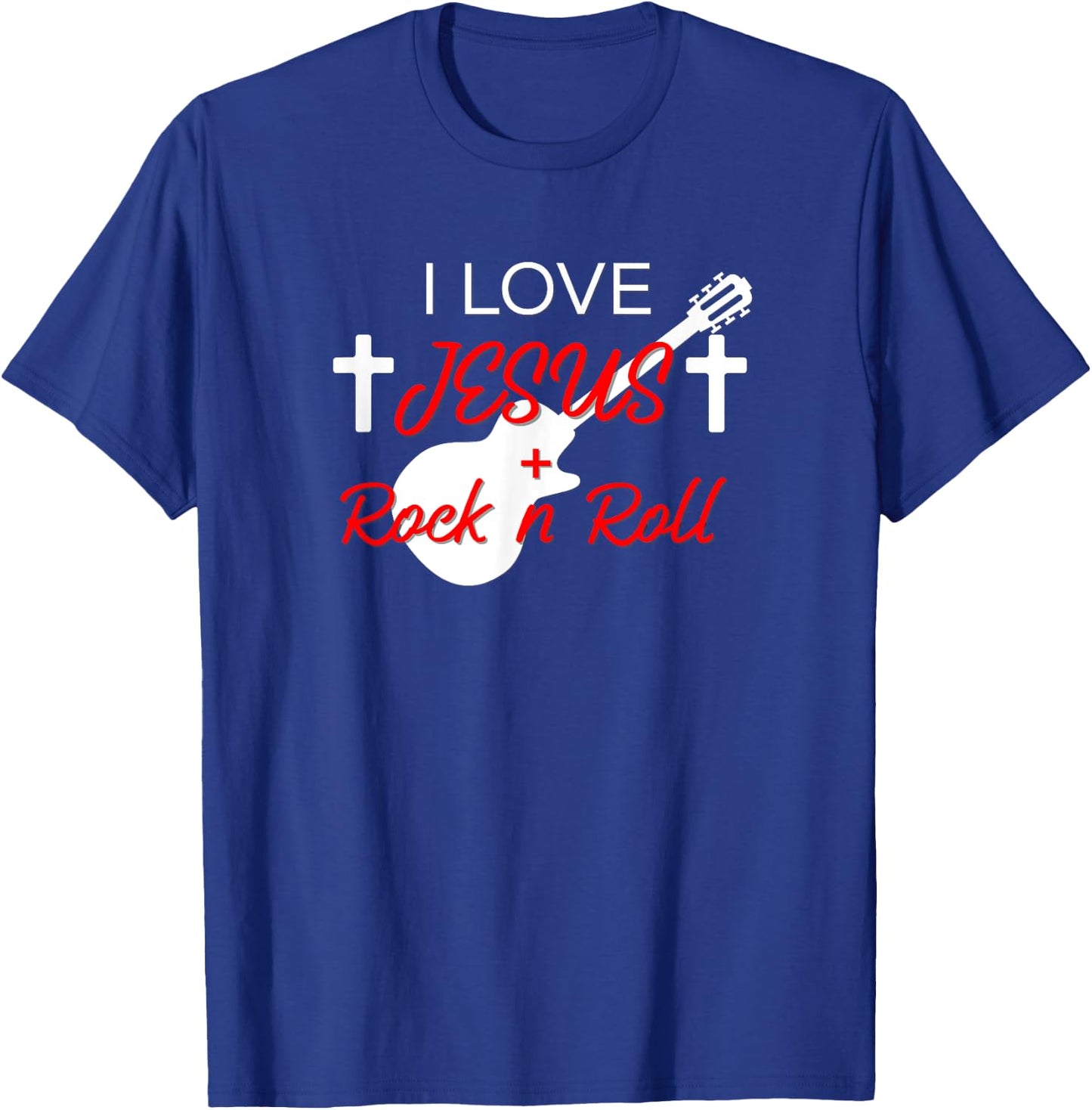 I Love Jesus and Rock n Roll T-Shirt - T-Shirt | Royal