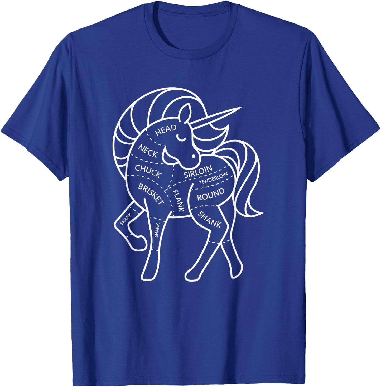 Magic Grass Fed Unicorn Meat Cuts Diagram Dark Humor T-Shirt - T-Shirt | Royal