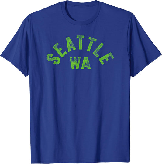 Cool Basic Seattle Lime-Green Blue Minimal Seattle Classic T-Shirt - T-Shirt | Royal