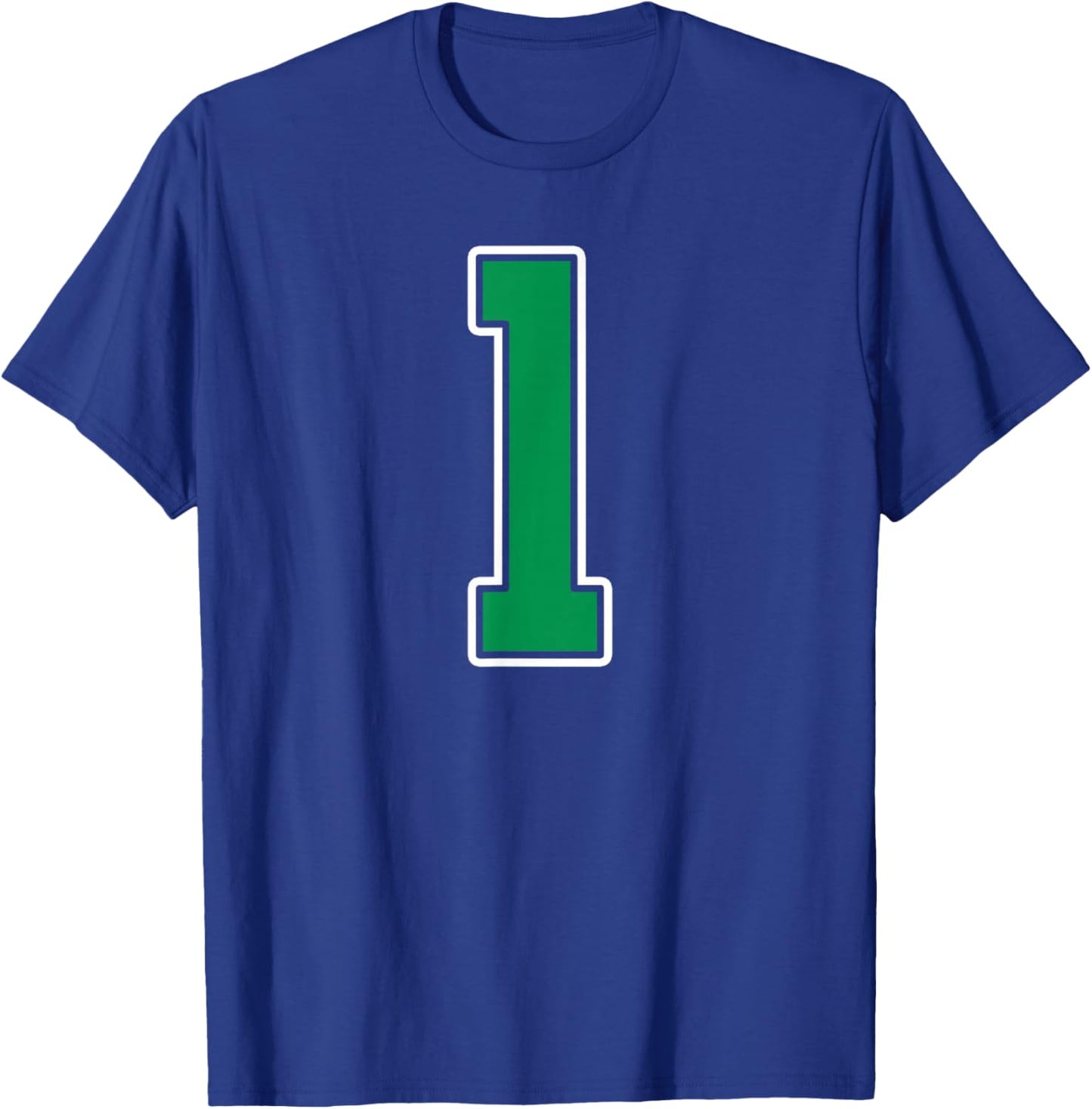 Kelly Green White Number 1 Jersey Player Uniform #1 T-Shirt - T-Shirt | Royal