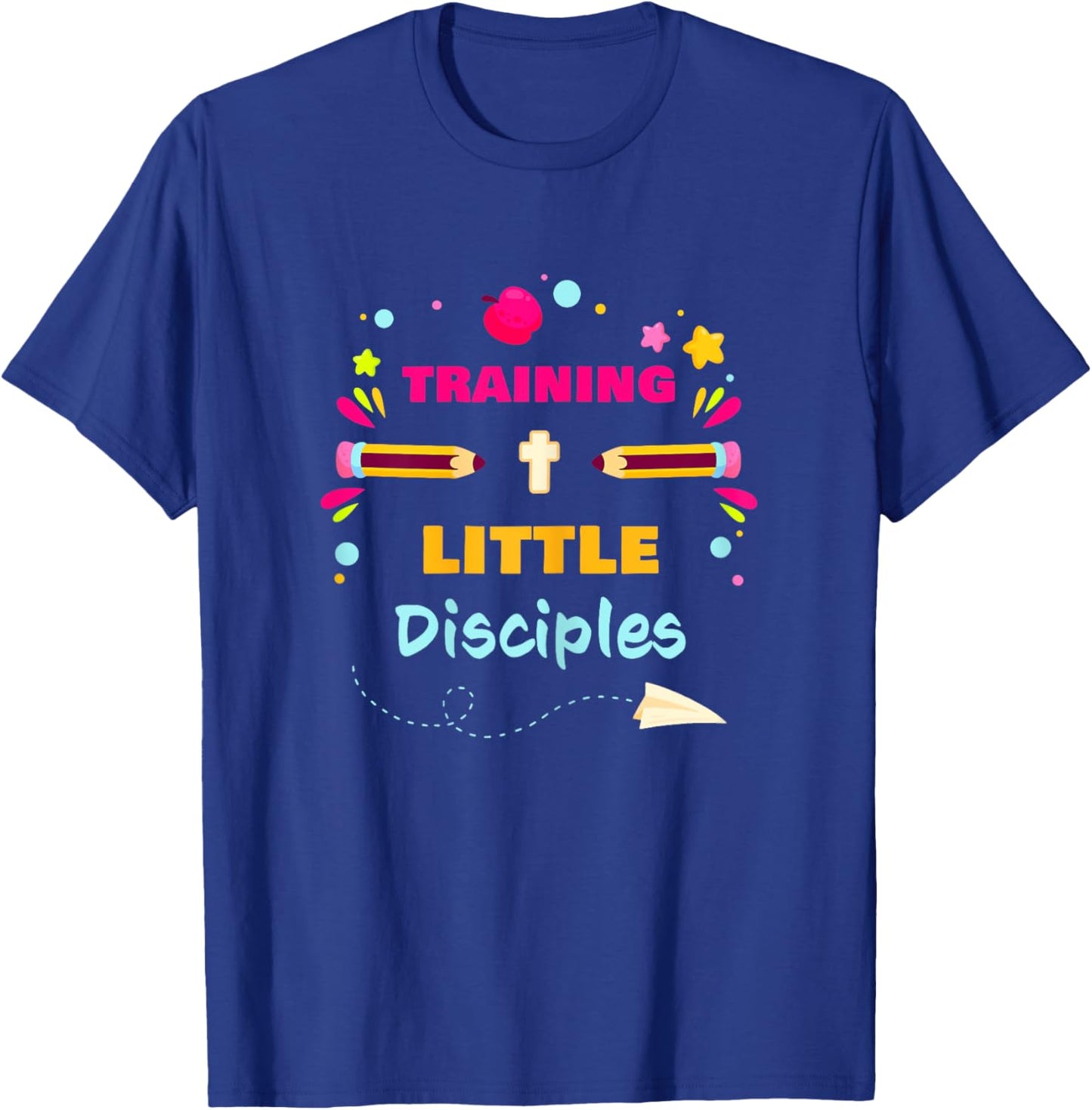 Sunday School Christian Teacher – Training Little Disciples T-Shirt - T-Shirt | Royal