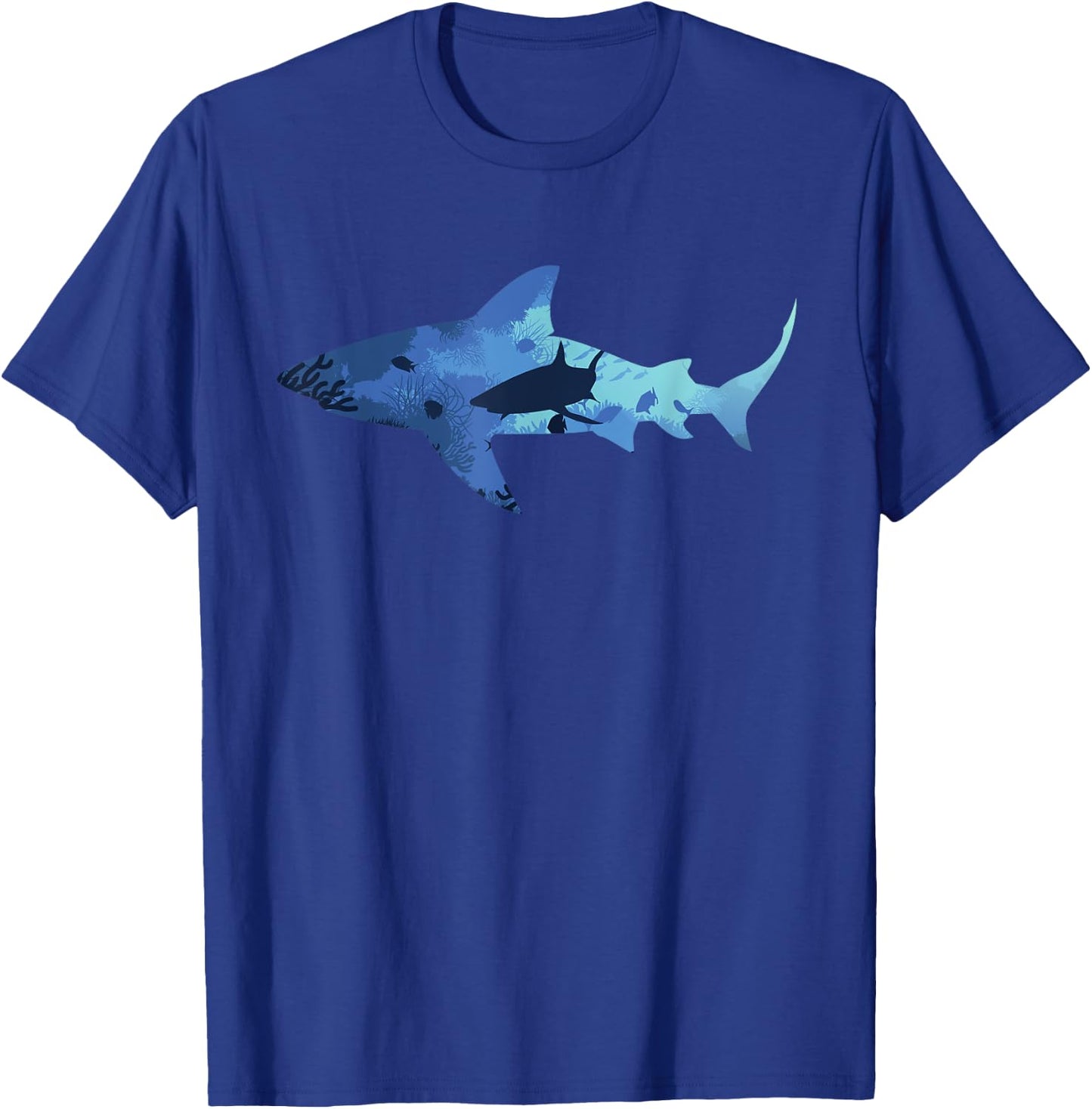 Vintage Shark Silhouette | Hammerhead Shark Tiger Shark T-Shirt - T-Shirt | Royal