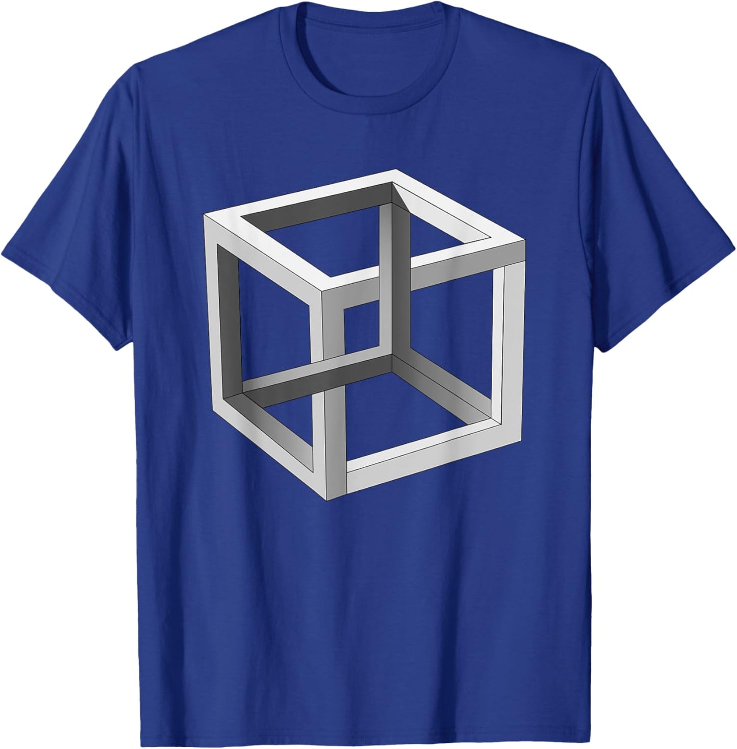 Cube Optical Illusion Necker Cube Architect Optical Illusion T-Shirt - T-Shirt | Royal