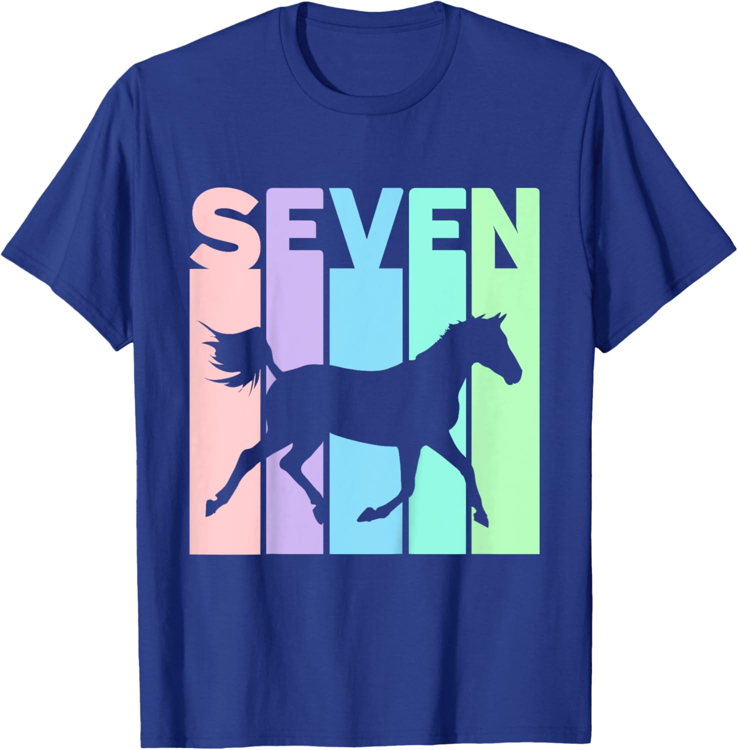 Seven Years Old Girls Birthday Horse 7th T-Shirt - T-Shirt | Royal