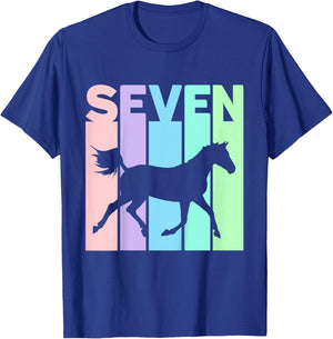 Seven Years Old Girls Birthday Horse 7th T-Shirt - T-Shirt | Royal