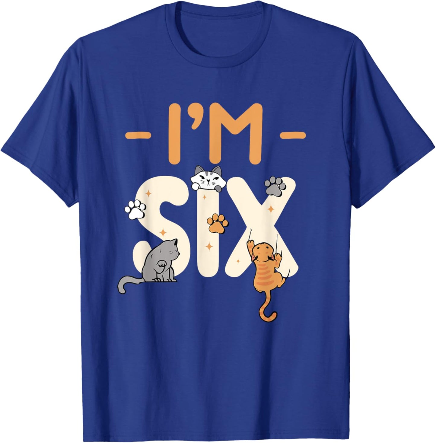 Cat 6 Years Old I'm Six 6th Birthday Party Kitten Cat T-Shirt - T-Shirt | Royal