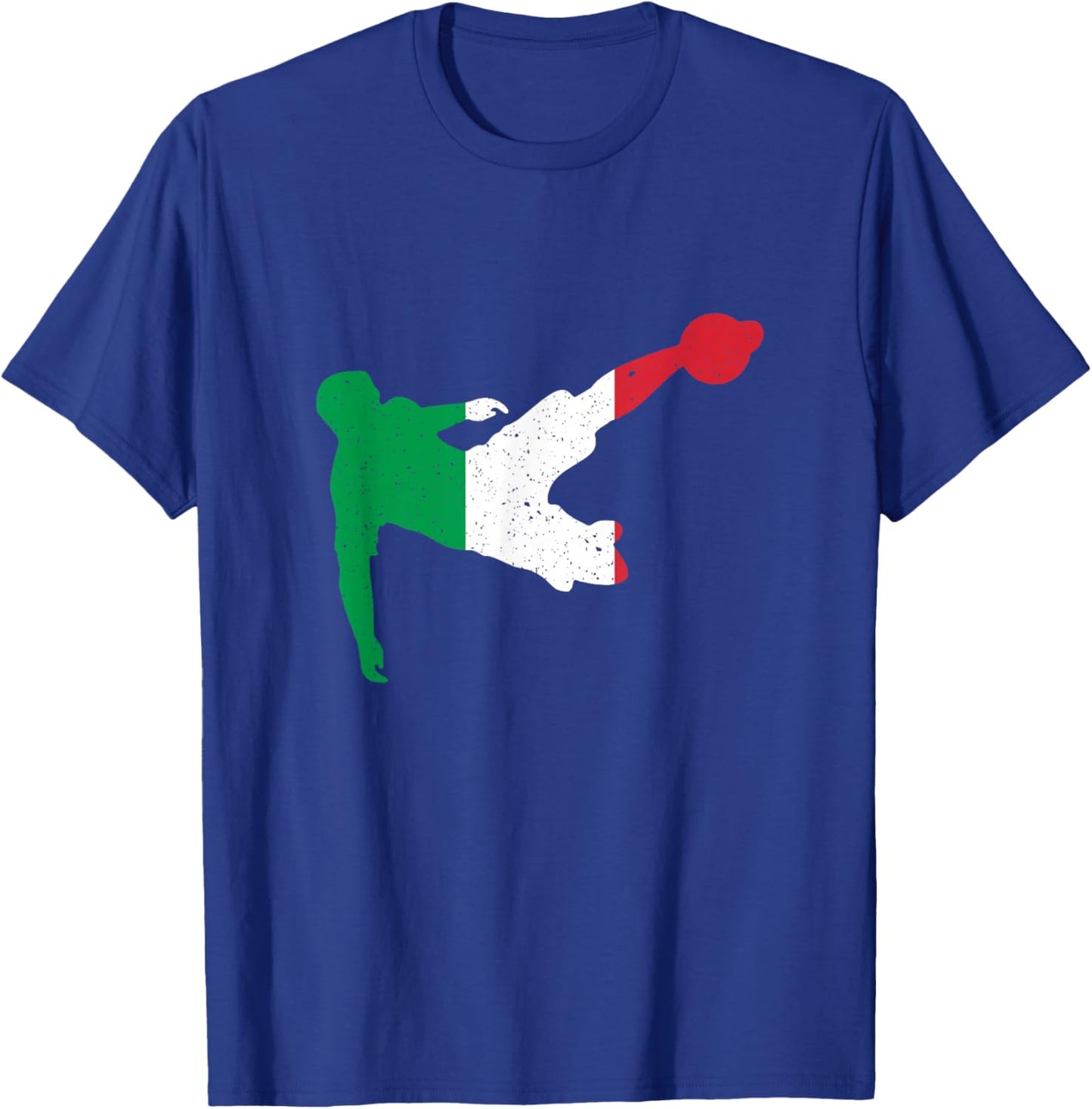 Vintage Italy Flag In Football Soccer Player Silhouette T-Shirt - T-Shirt | Royal