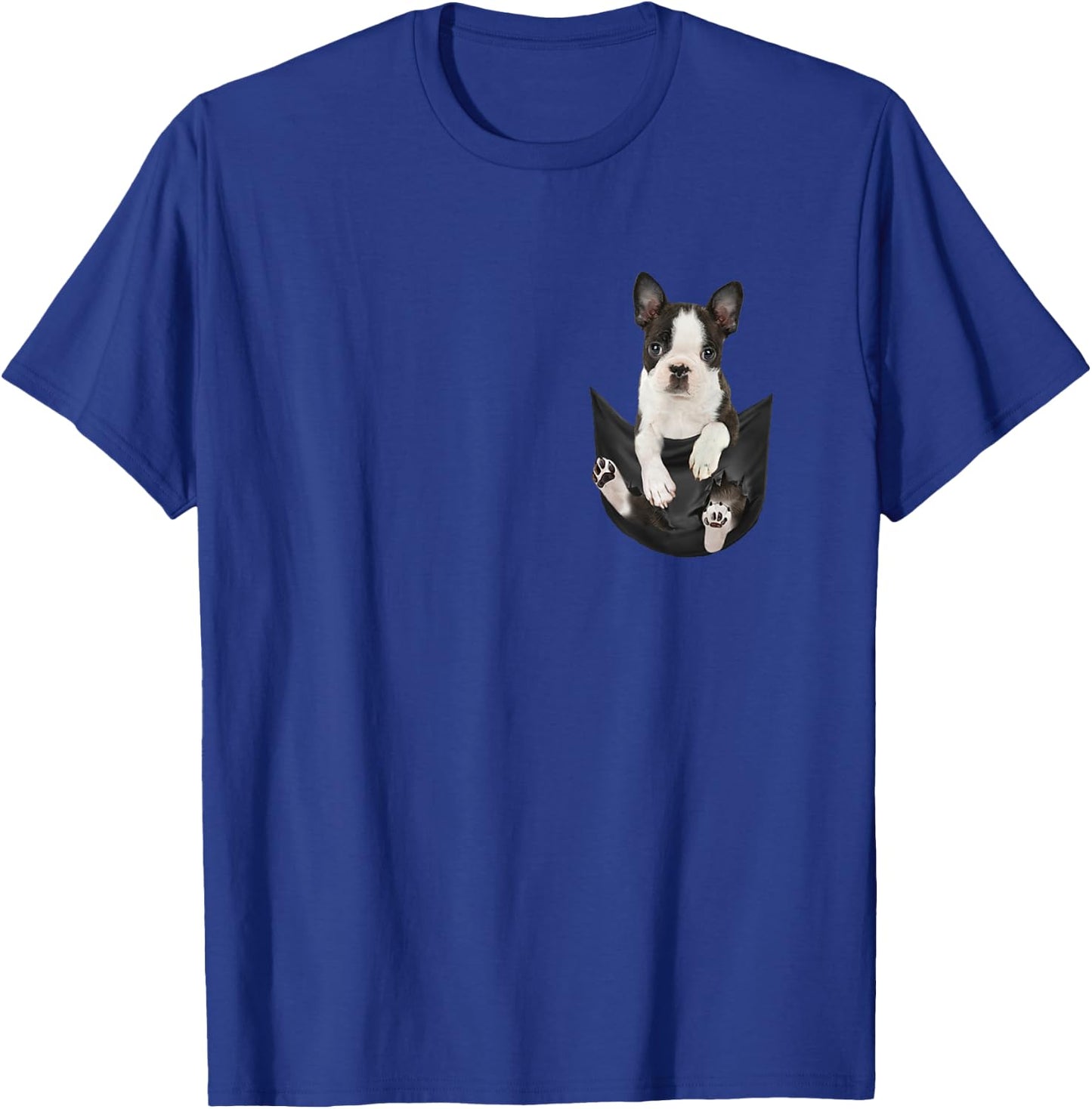 Dog Lovers Gifts Boston Terrier In Pocket Funny Dog Face Women Kids T-Shirt - T-Shirt | Royal