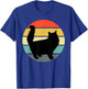 Funny Fluffy Black Cat Vintage Retro Style Gift Men Women T-Shirt - T-Shirt | Royal