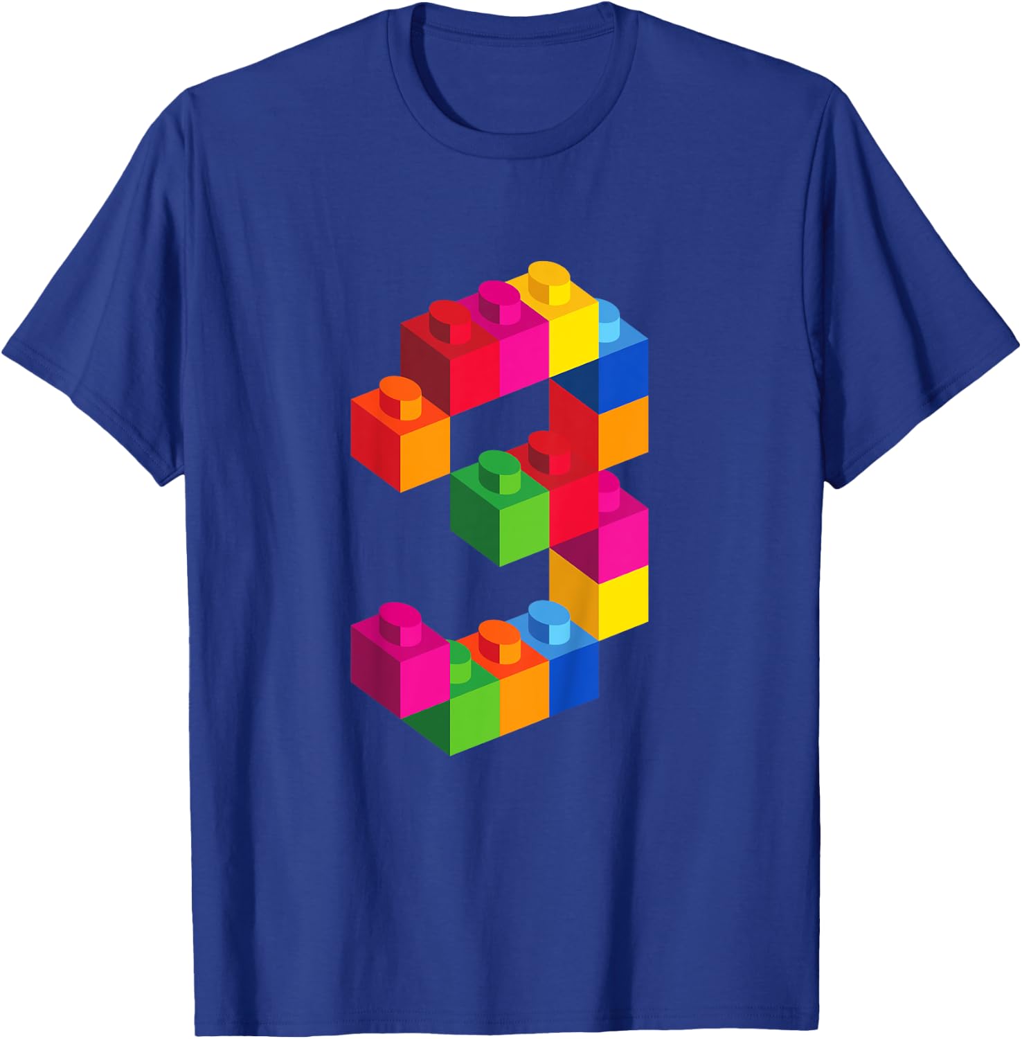 3 Year Old Building Blocks Birthday T Shirt Bricks 3rd Gift T-Shirt - T-Shirt | Royal