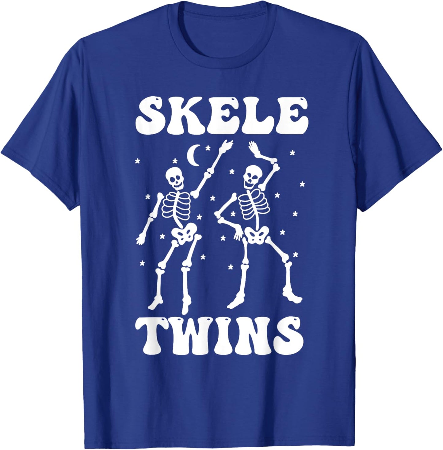 Twins Halloween Matching Skeletwins Funny Dancing Skeletons T-Shirt - T-Shirt | Royal
