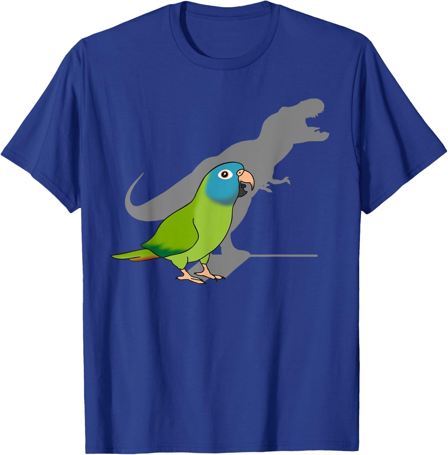 T-rex Blue Crowned Conure, Funny Dinosaur Shadow Parrot T-Shirt - T-Shirt | Royal
