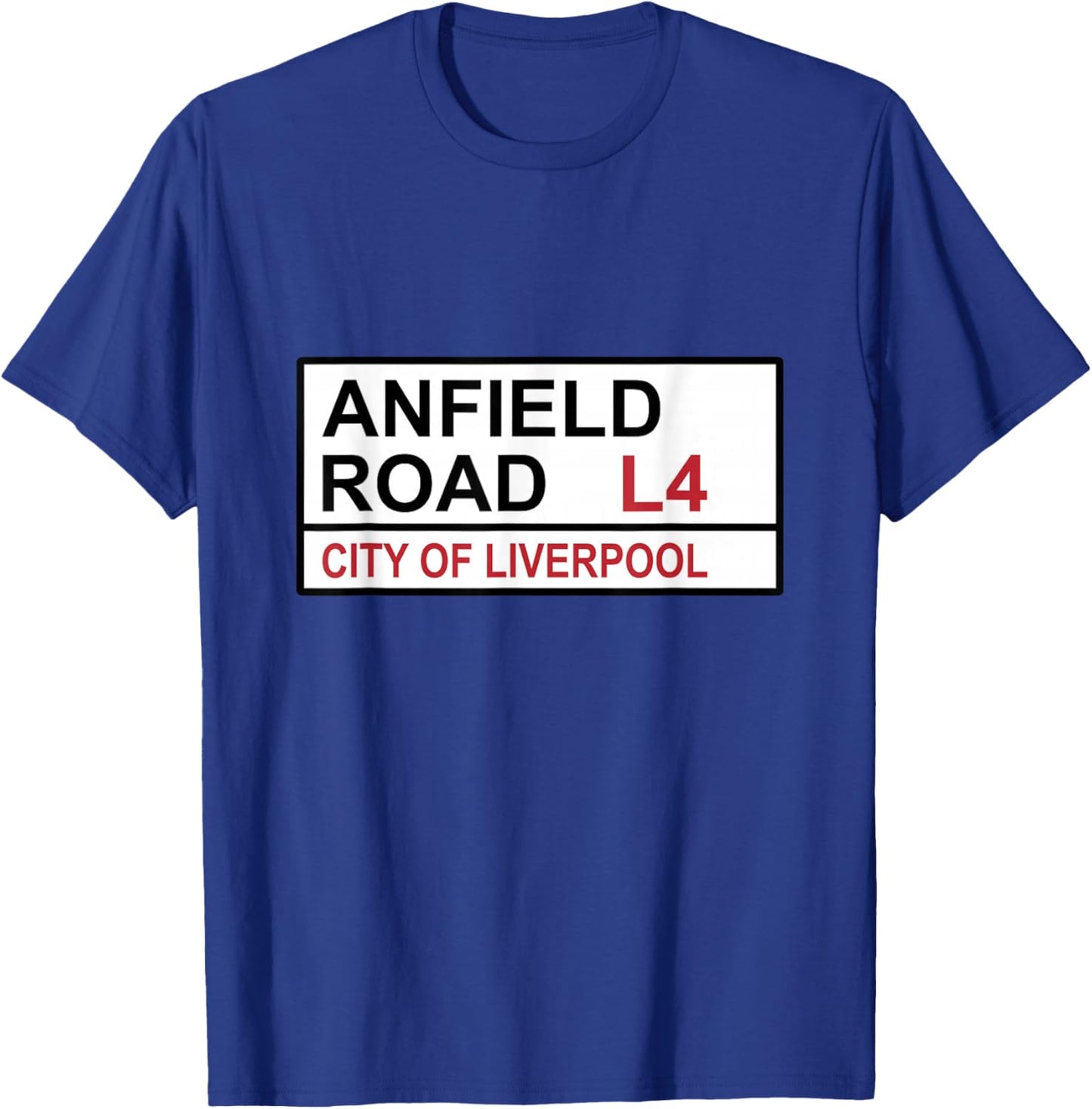 Liverpool Anfield Road Street Sign T-Shirt - T-Shirt | Royal