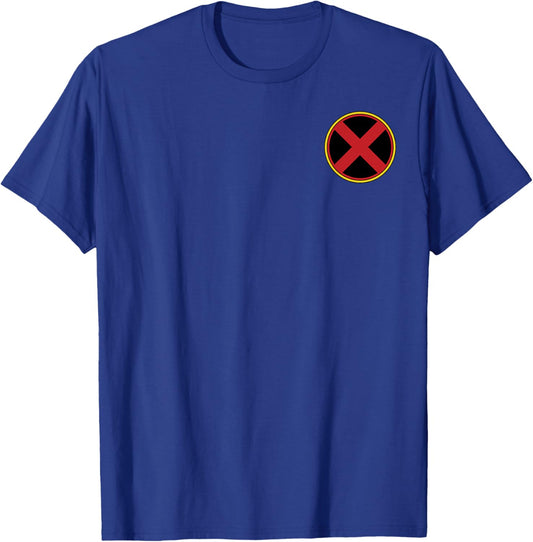 Marvel X-Men Small Pocket Size Red X Classic Logo T-Shirt - T-Shirt | Royal