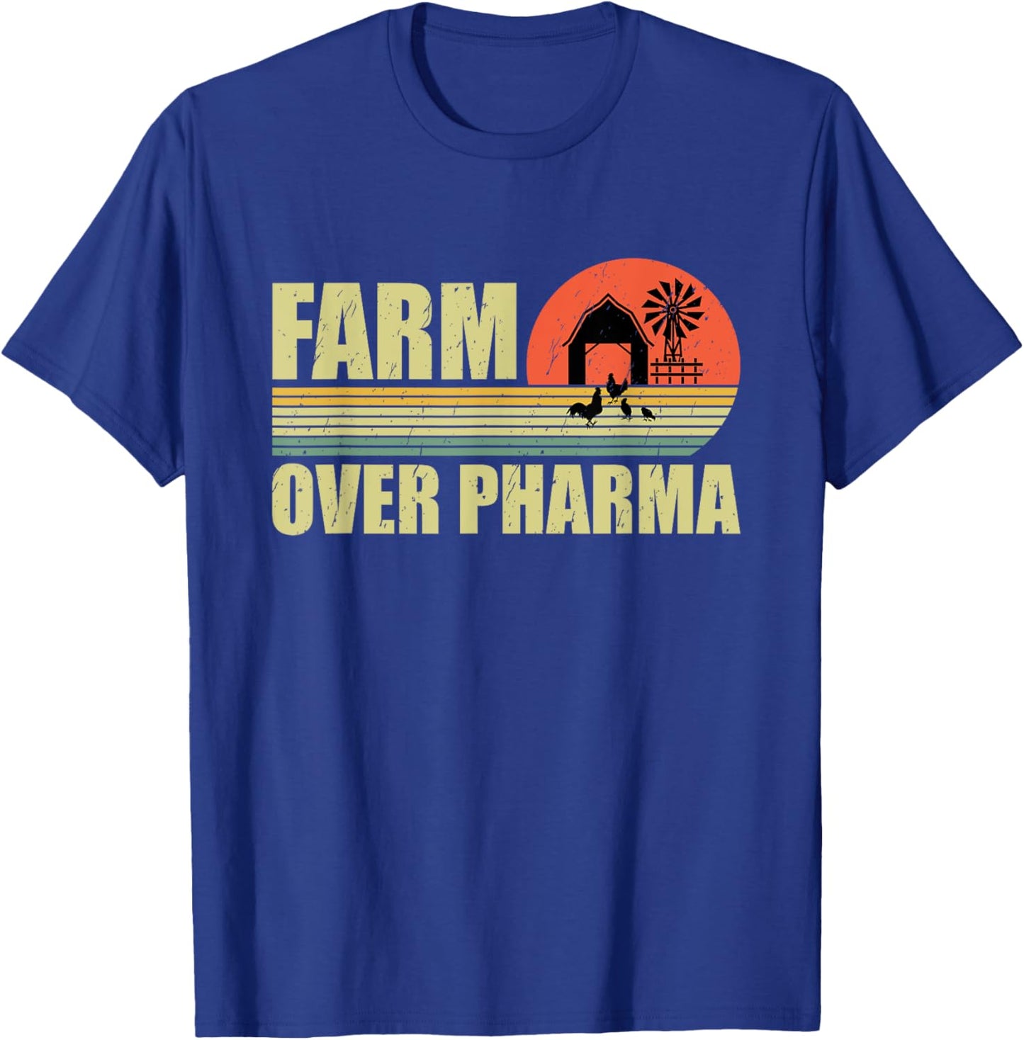 Farm Over Pharma Family Farming Mom Dad Grandpa Vintage T-Shirt - T-Shirt | Royal