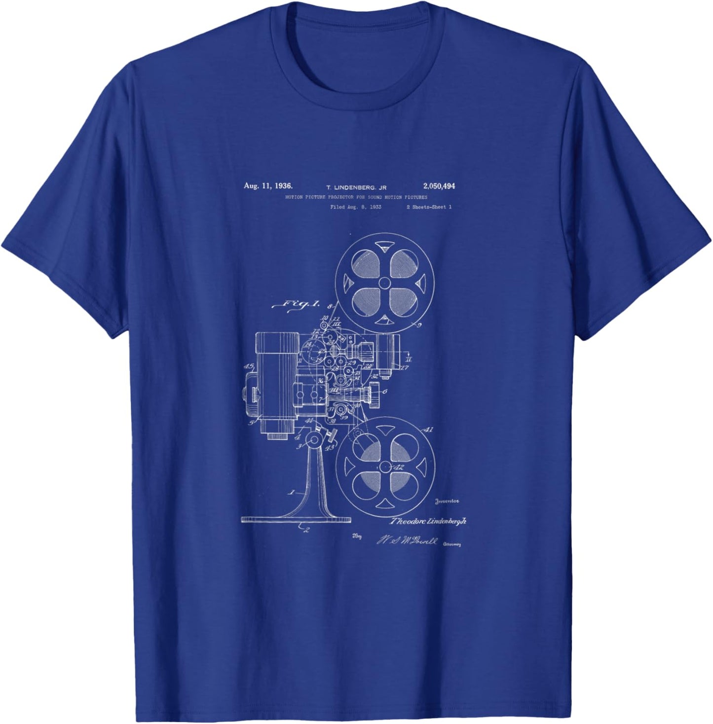 Movie Projector Patent - History of Cinema, Film, and Movies T-Shirt - T-Shirt | Royal