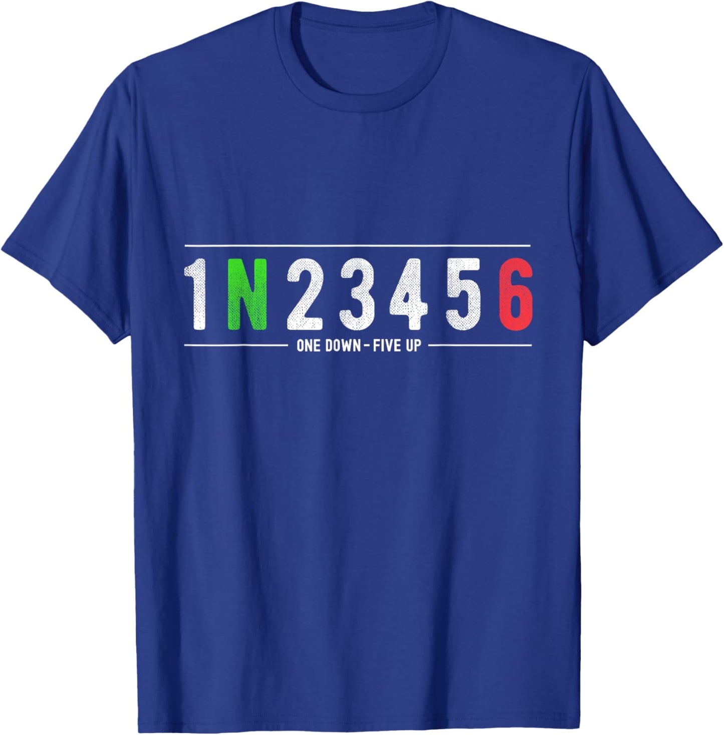 1N23456 Motorcycle Shift Biker Funny Motorcycle Biker T-Shirt - T-Shirt | Royal