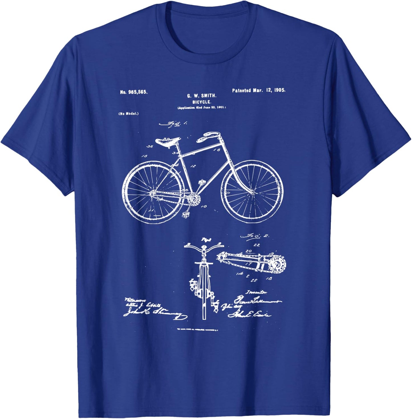 Vintage Patent Print 1900 Bicycle , Bike Shirt T-Shirt - T-Shirt | Royal