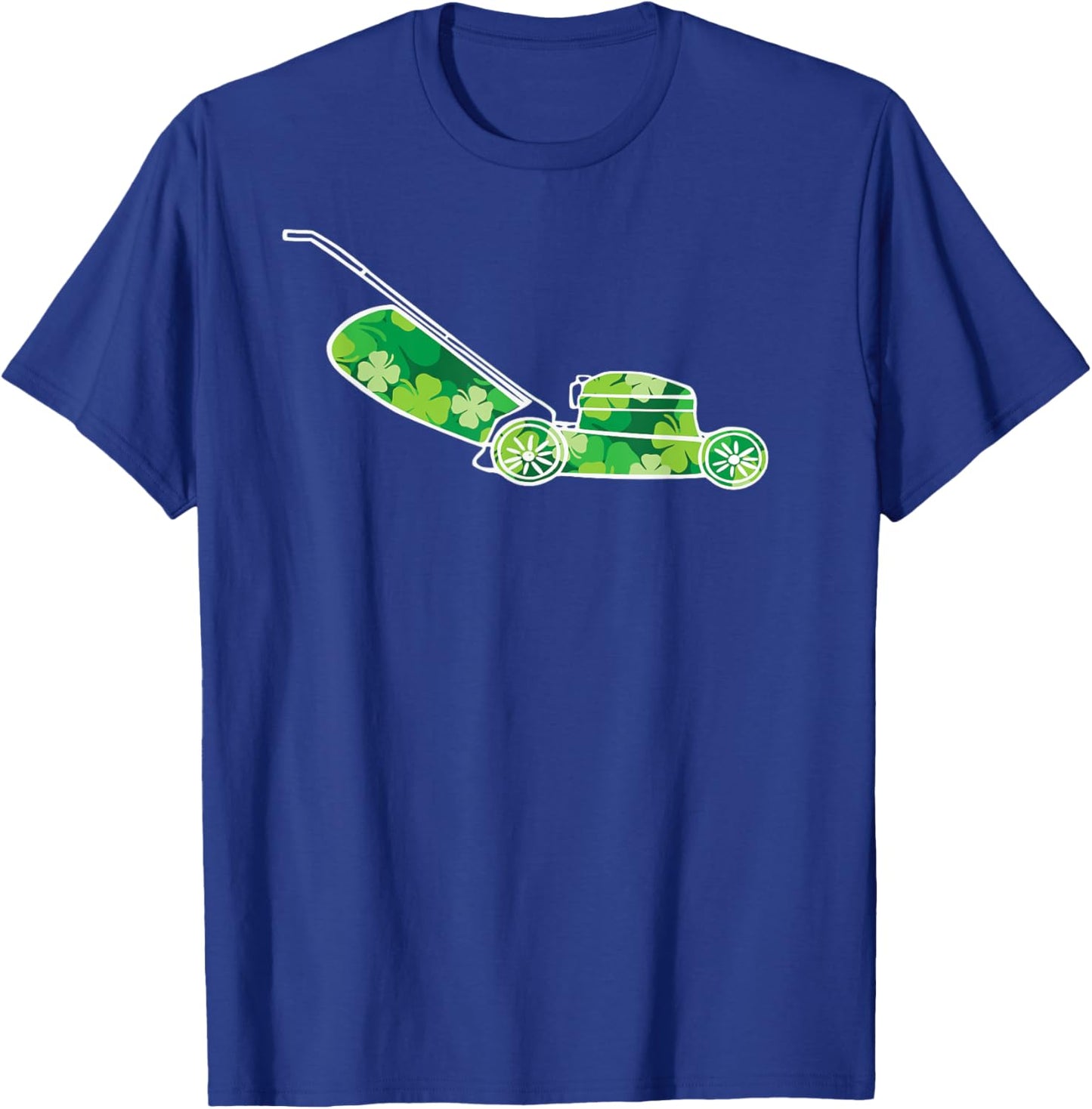 Funny St Patrick's Day Shamrock Lawn Mower Grass Mowing Dad T-Shirt - T-Shirt | Royal