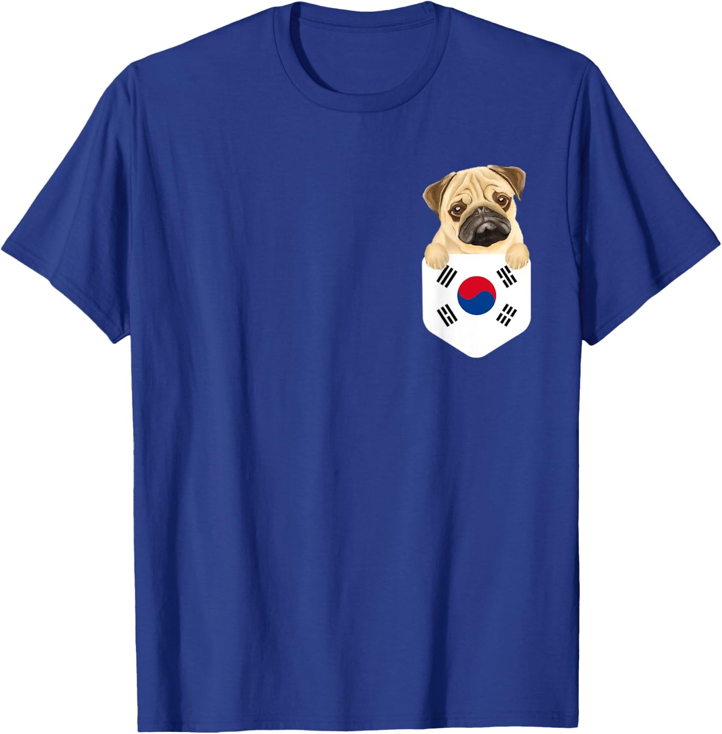 South Korea Flag Pug Dog In Pocket Men Women Kids T-Shirt - T-Shirt | Royal