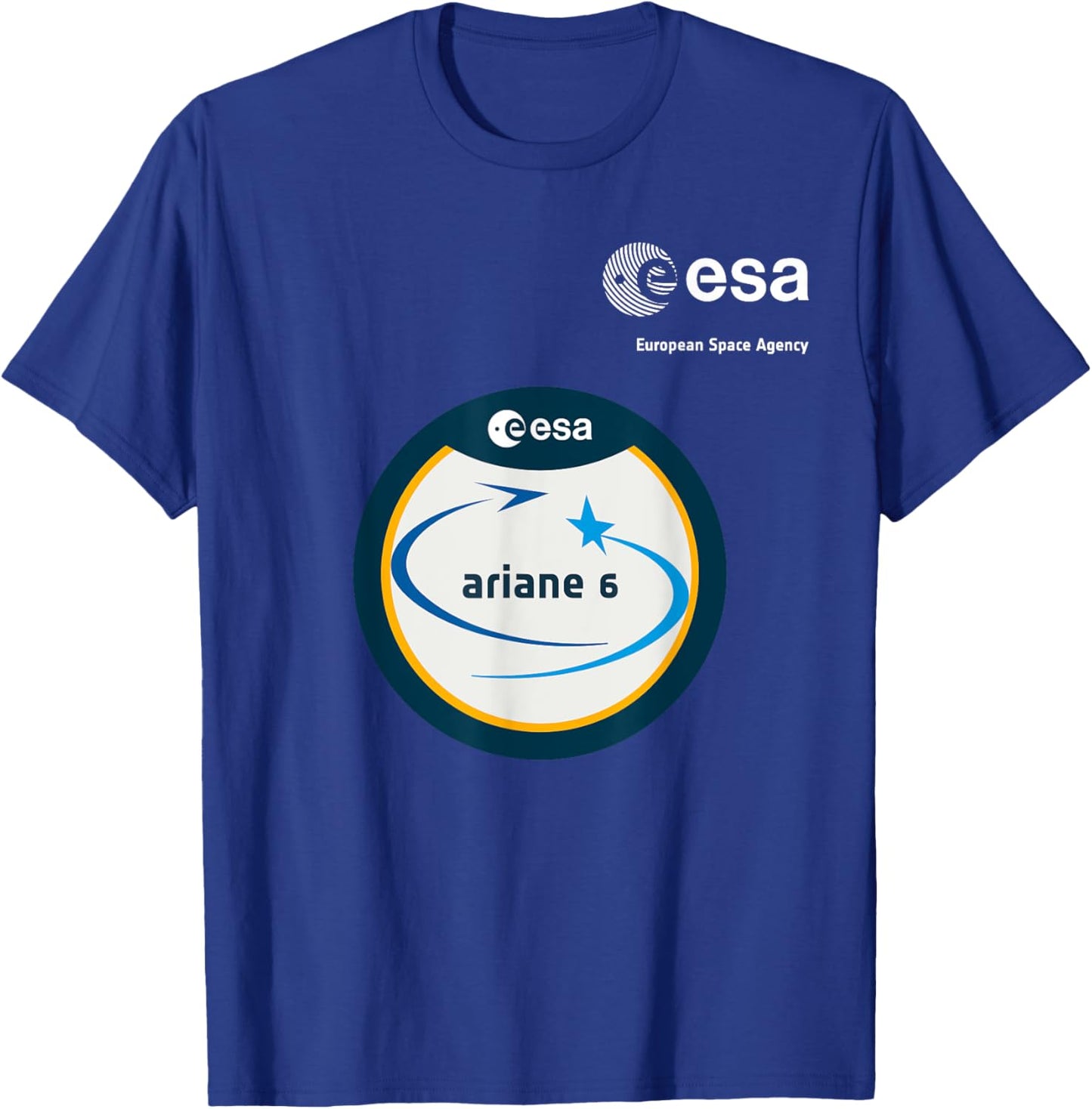 ESA European Space Agency Mission Ariane 6 Patch T-Shirt - T-Shirt | Royal