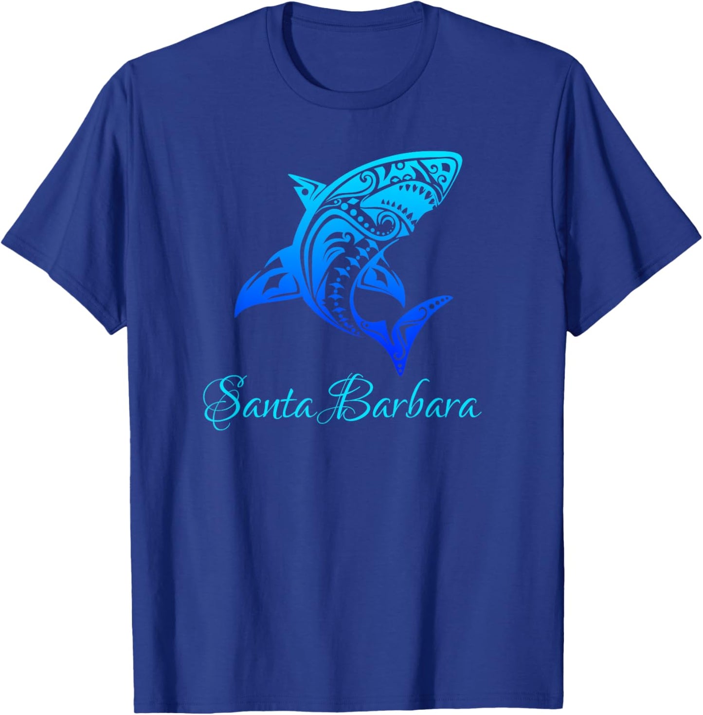 Santa Barbara, California Vintage Retro Tribal Shark T-Shirt - T-Shirt | Royal