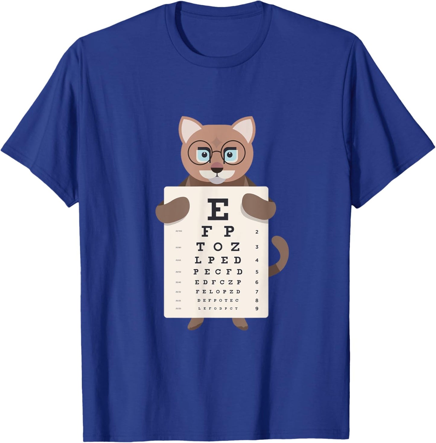 Funny Eye Test for Opticians Eye Doctor Cat T-Shirt - T-Shirt | Royal