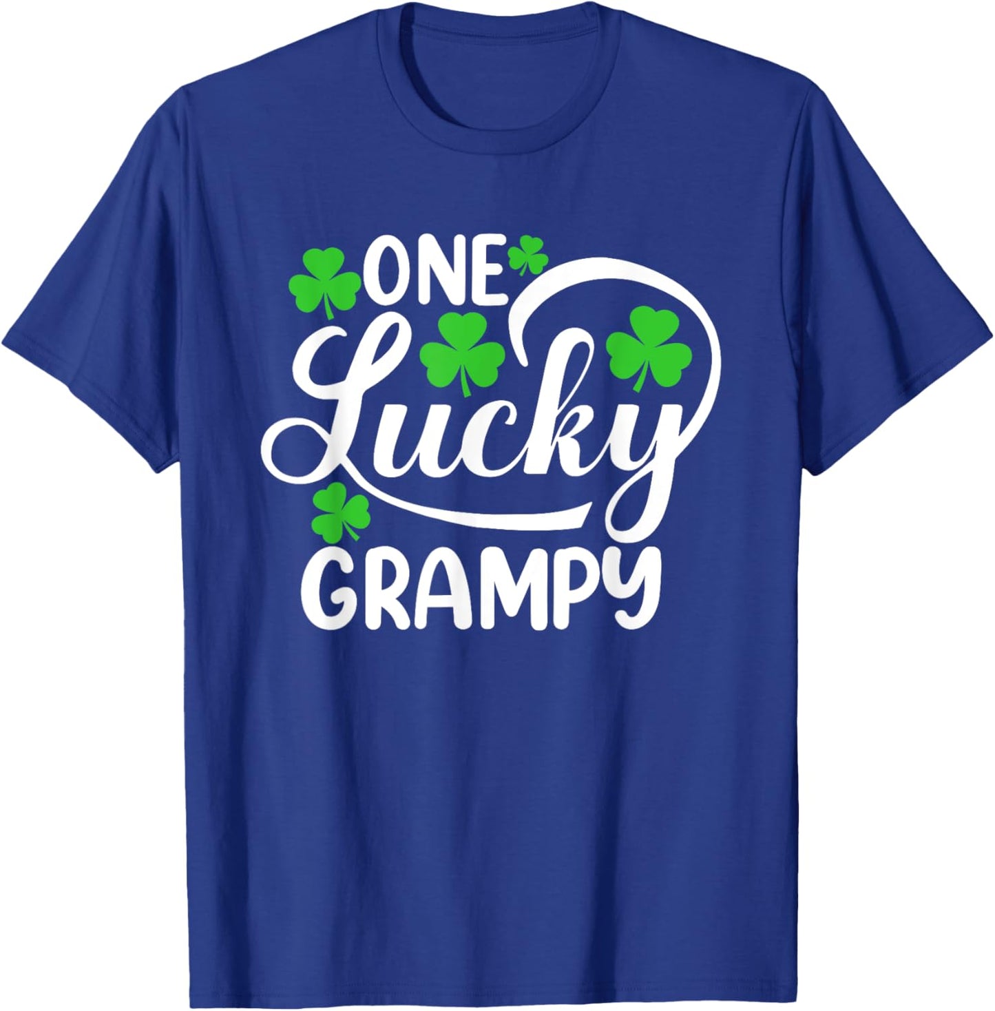 One Lucky Grampy Funny St Patrick's Day Shamrocks T-Shirt - T-Shirt | Royal
