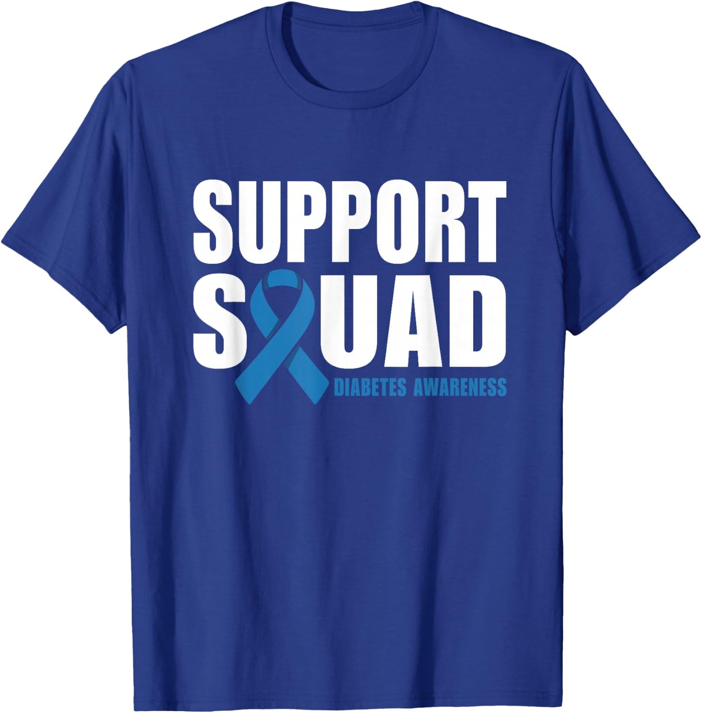Support Squad Diabetes Awareness Blue Ribbon T-Shirt - T-Shirt | Royal