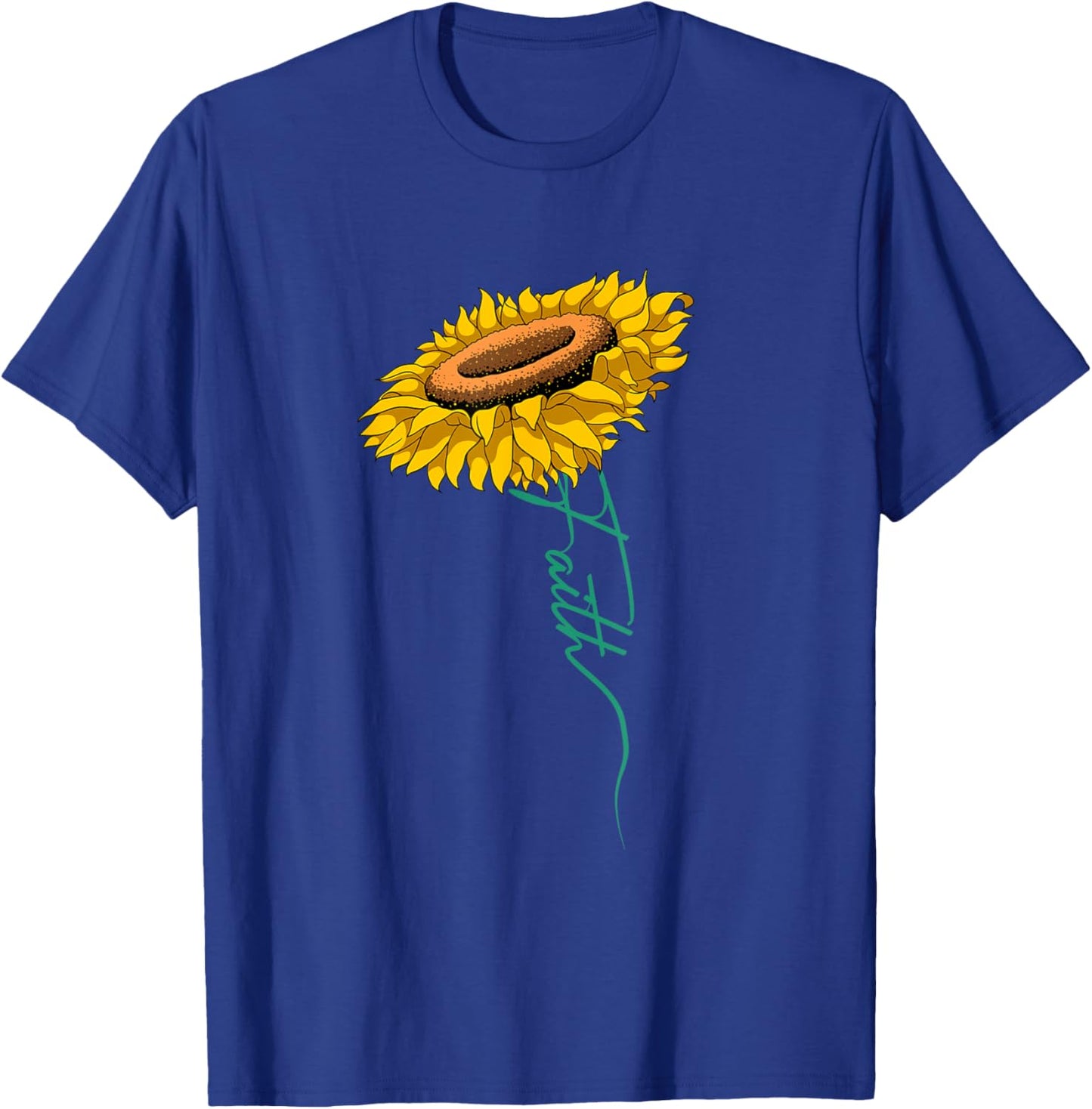 Sunflower Faith Blessed Jesus Sunflower Religious Christian T-Shirt - T-Shirt | Royal