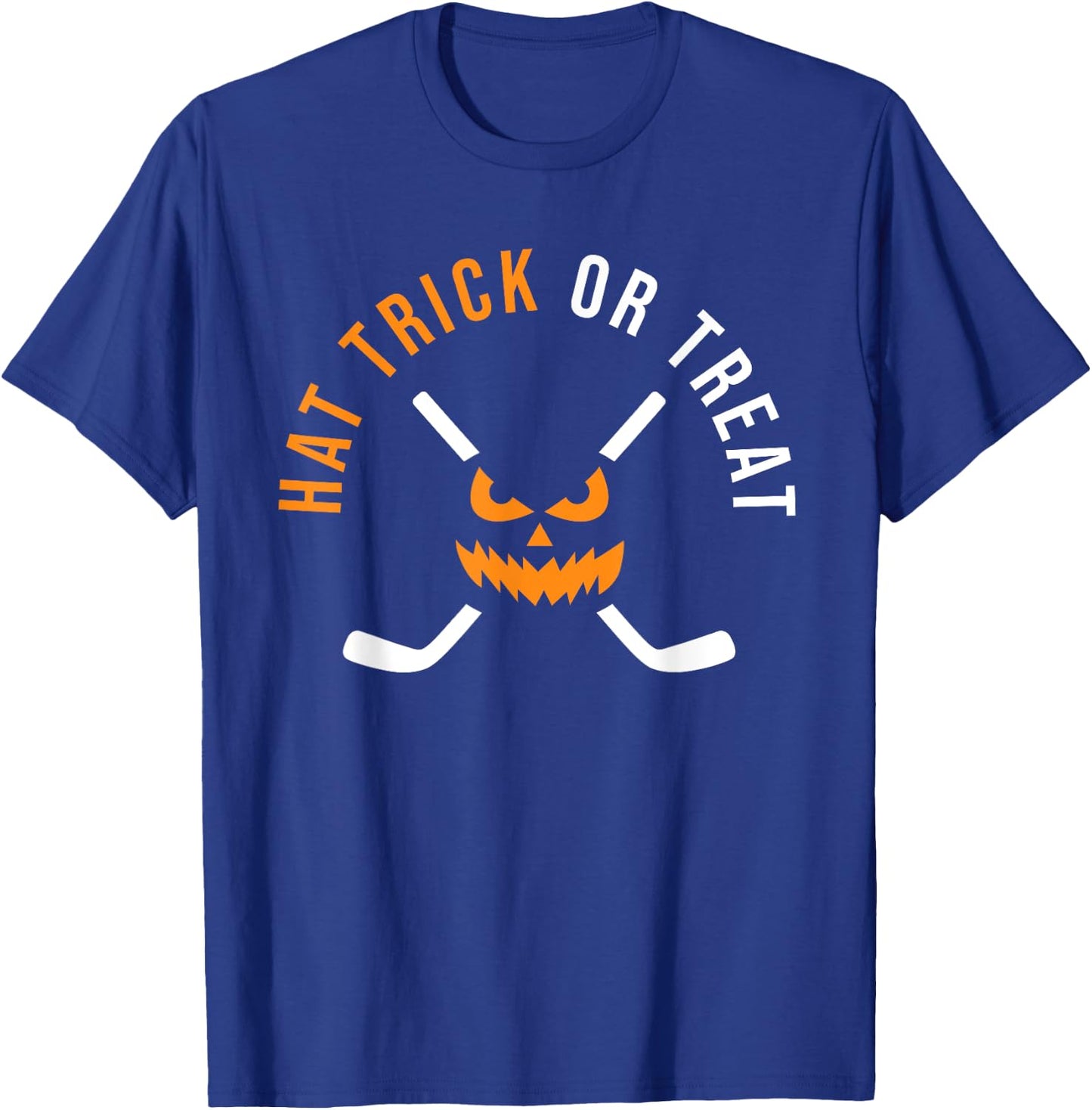 Halloween Hockey Hat Trick Or Treat Ice Hockey Player T-Shirt - T-Shirt | Royal