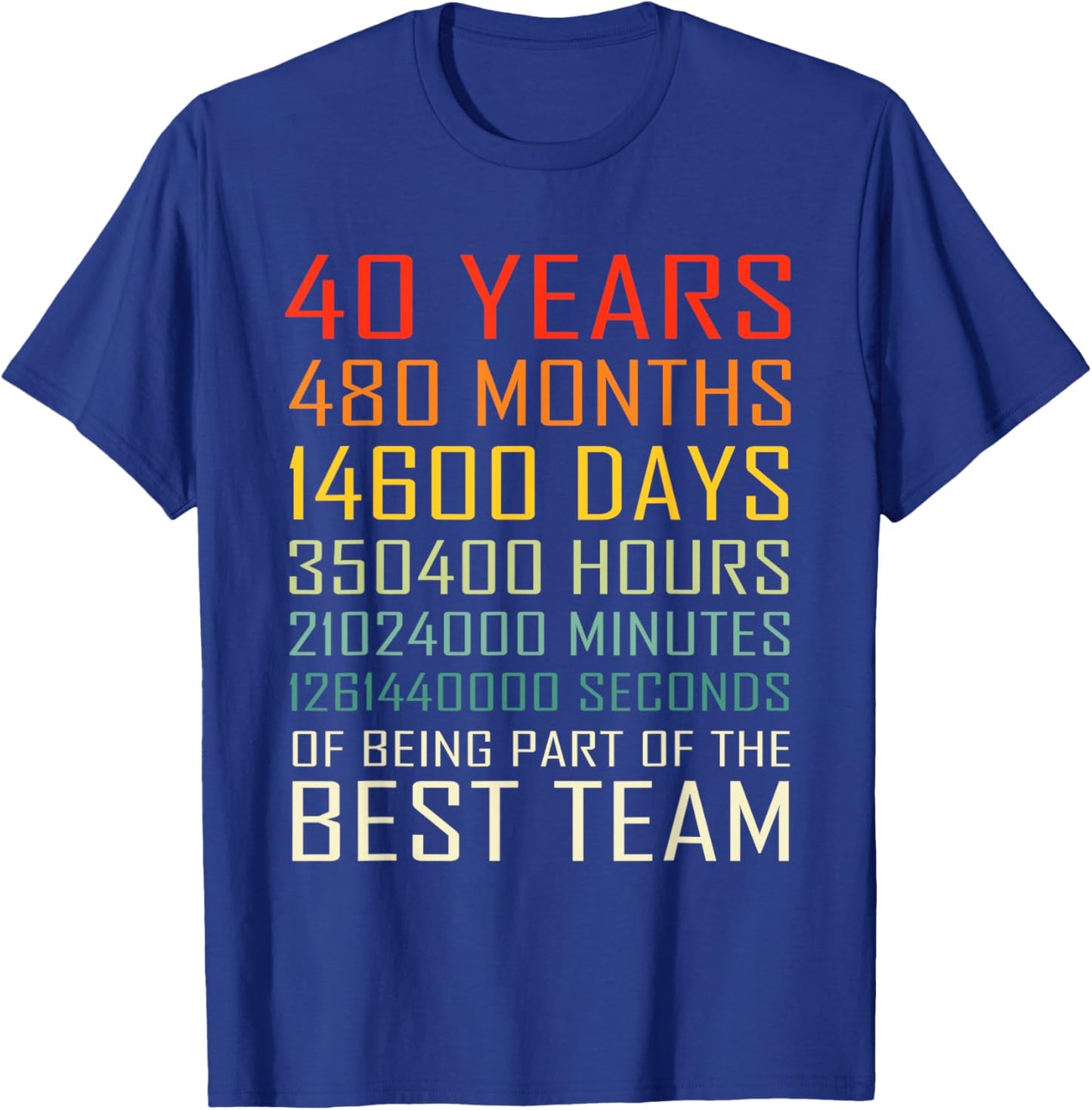 Best Team Vintage Work Anniversary 40 Years Employee T-Shirt - T-Shirt | Royal