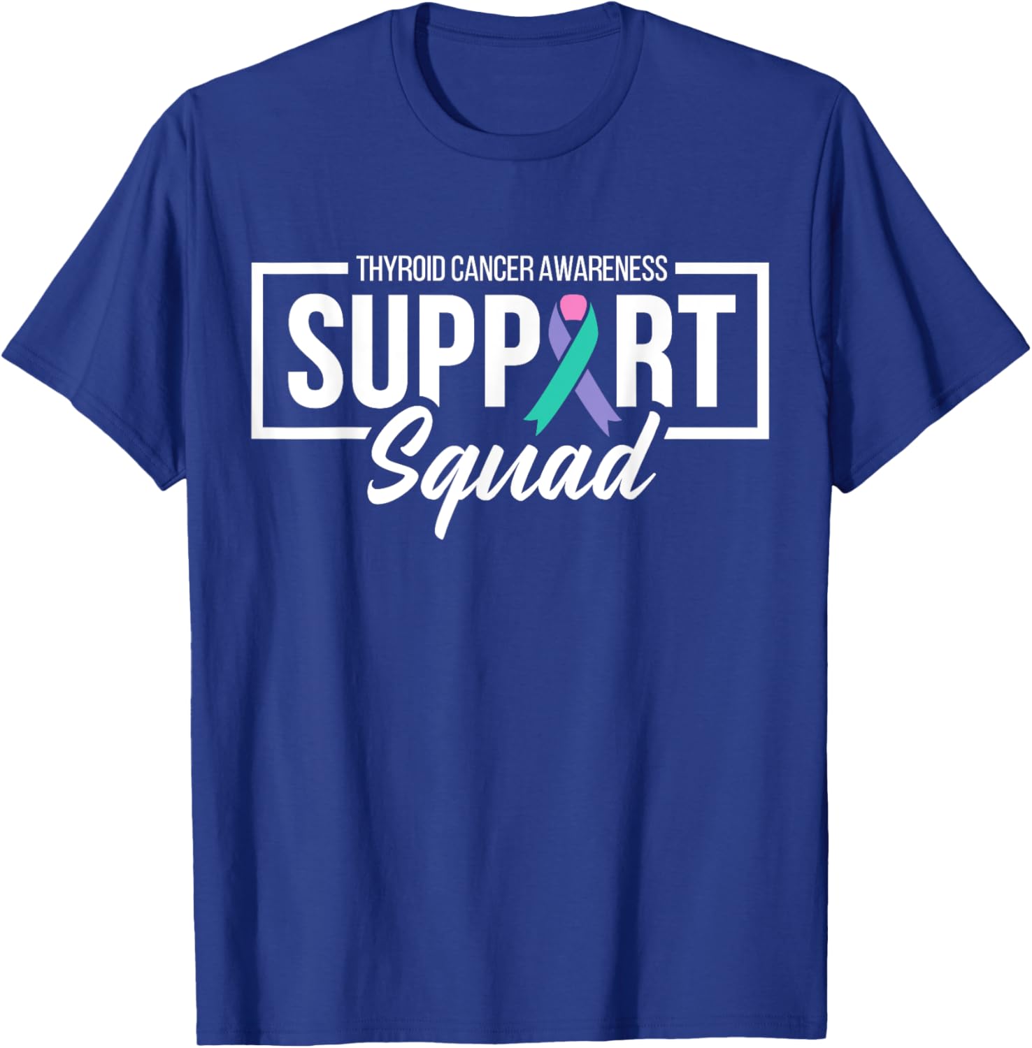 Support Squad Thyroid Cancer Awareness Ribbon Family T-Shirt - T-Shirt | Royal