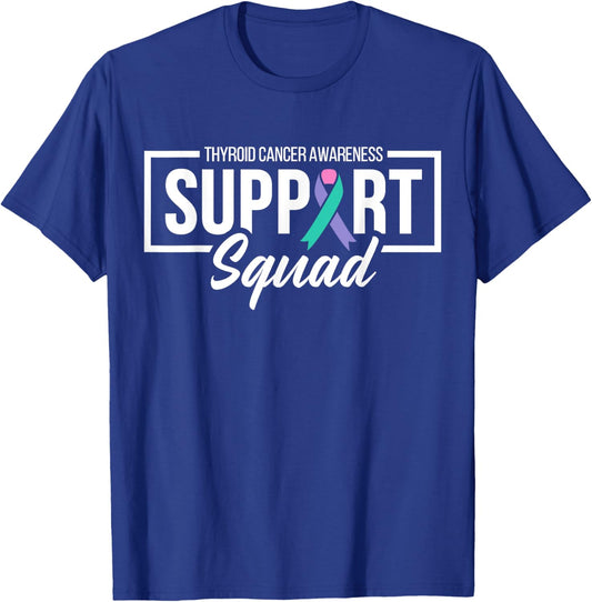 Support Squad Thyroid Cancer Awareness Ribbon Family T-Shirt - T-Shirt | Royal