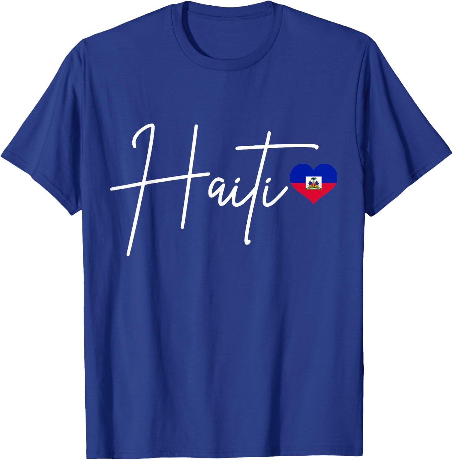 We Love Haiti - Haitian Pride Co. Haiti Pride Haitian Flag Heart T-Shirt - T-Shirt | Royal