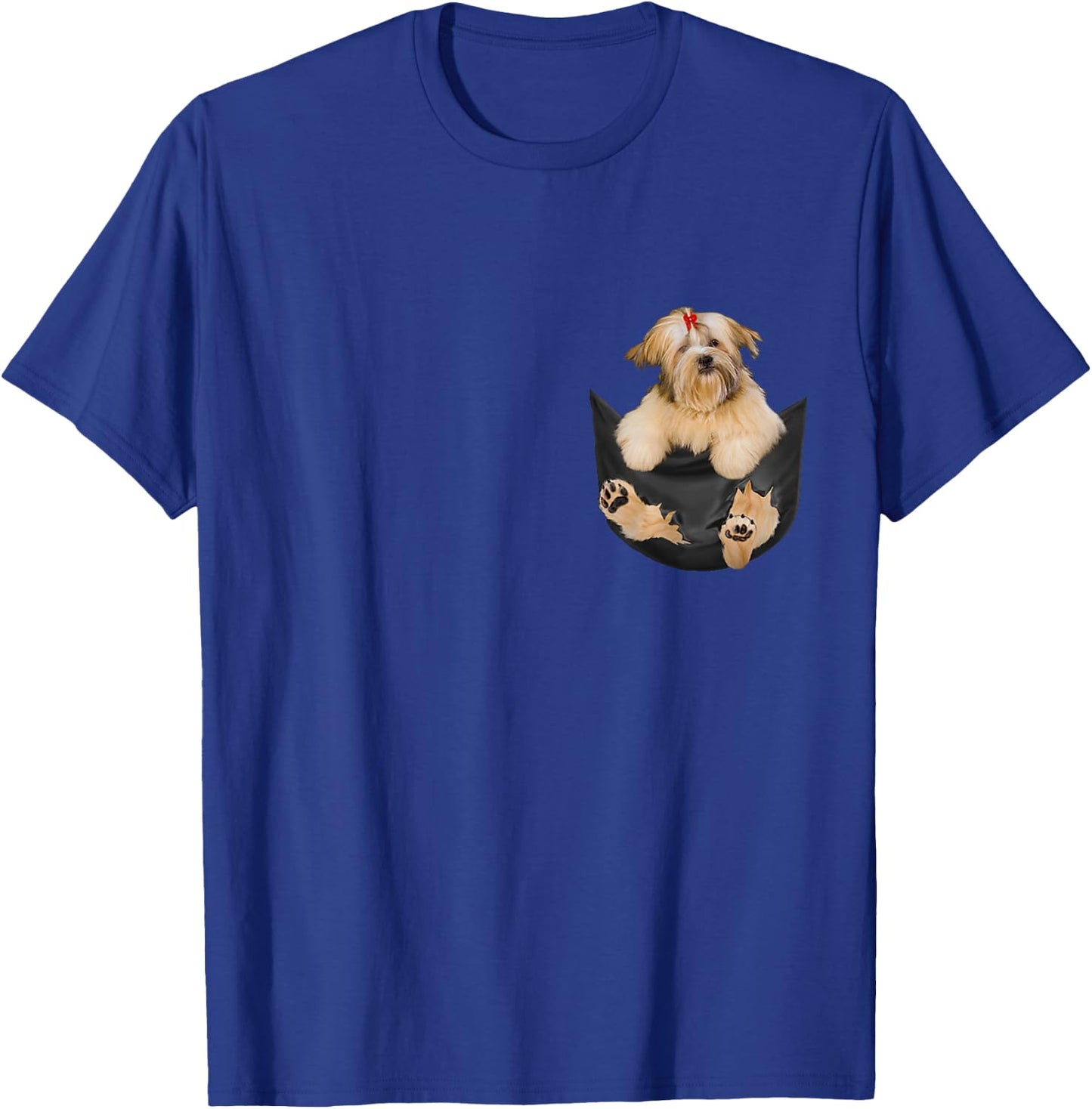 Dog Lovers Gifts Lhasa Apso In Pocket Funny Dog Face Men Women Kids T-Shirt - T-Shirt | Royal
