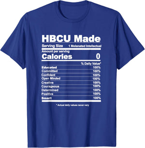HBCU Made HBCU Nutritional facts T-Shirt - T-Shirt | Royal