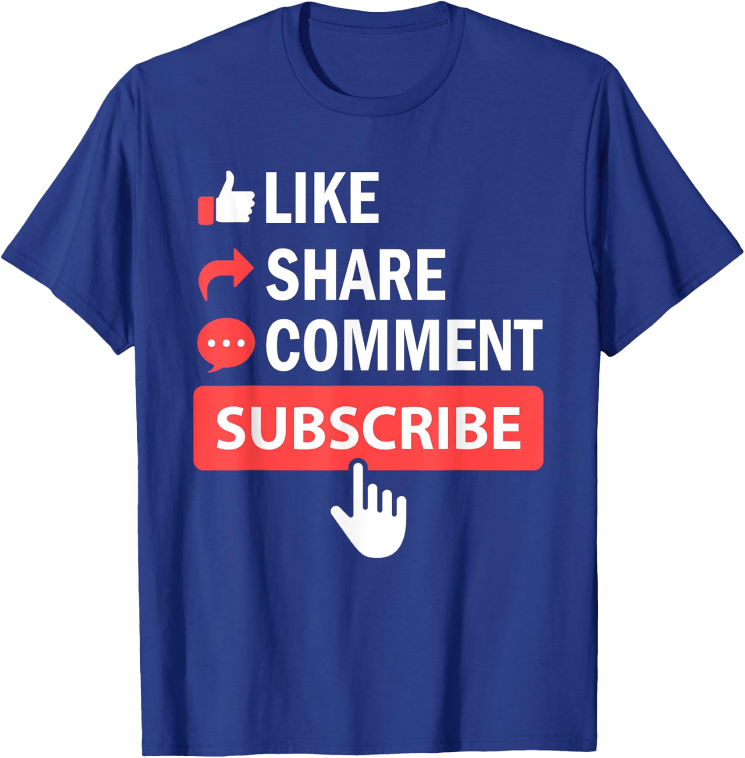 Like Share Subscribe Comment Video Livestream Blogging T-Shirt - T-Shirt | Royal