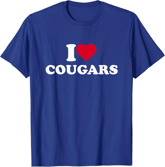 I Love Cougars Heart Animal Lover T-Shirt - T-Shirt | Royal