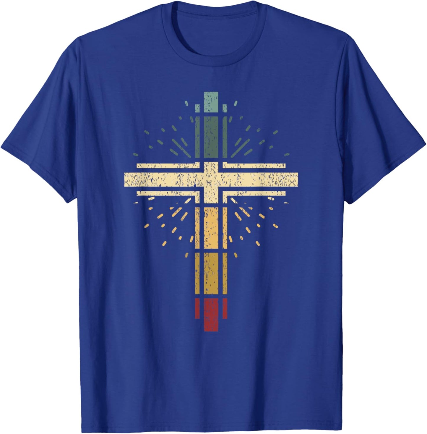 Cross Christian Vintage Religious Faith Vintag Sunset T-Shirt - T-Shirt | Royal